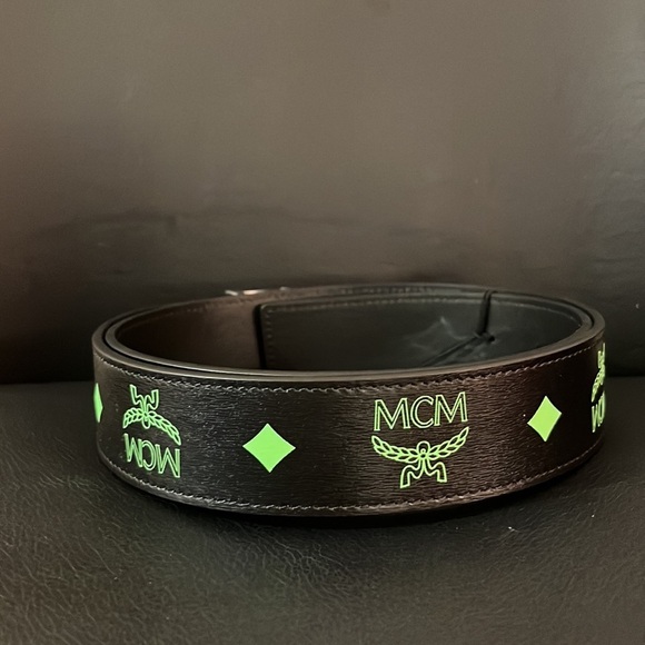 FINAL DROP / SALE !! Mcm unisex visetos monogram leather logo belt NWT - Picture 4 of 5
